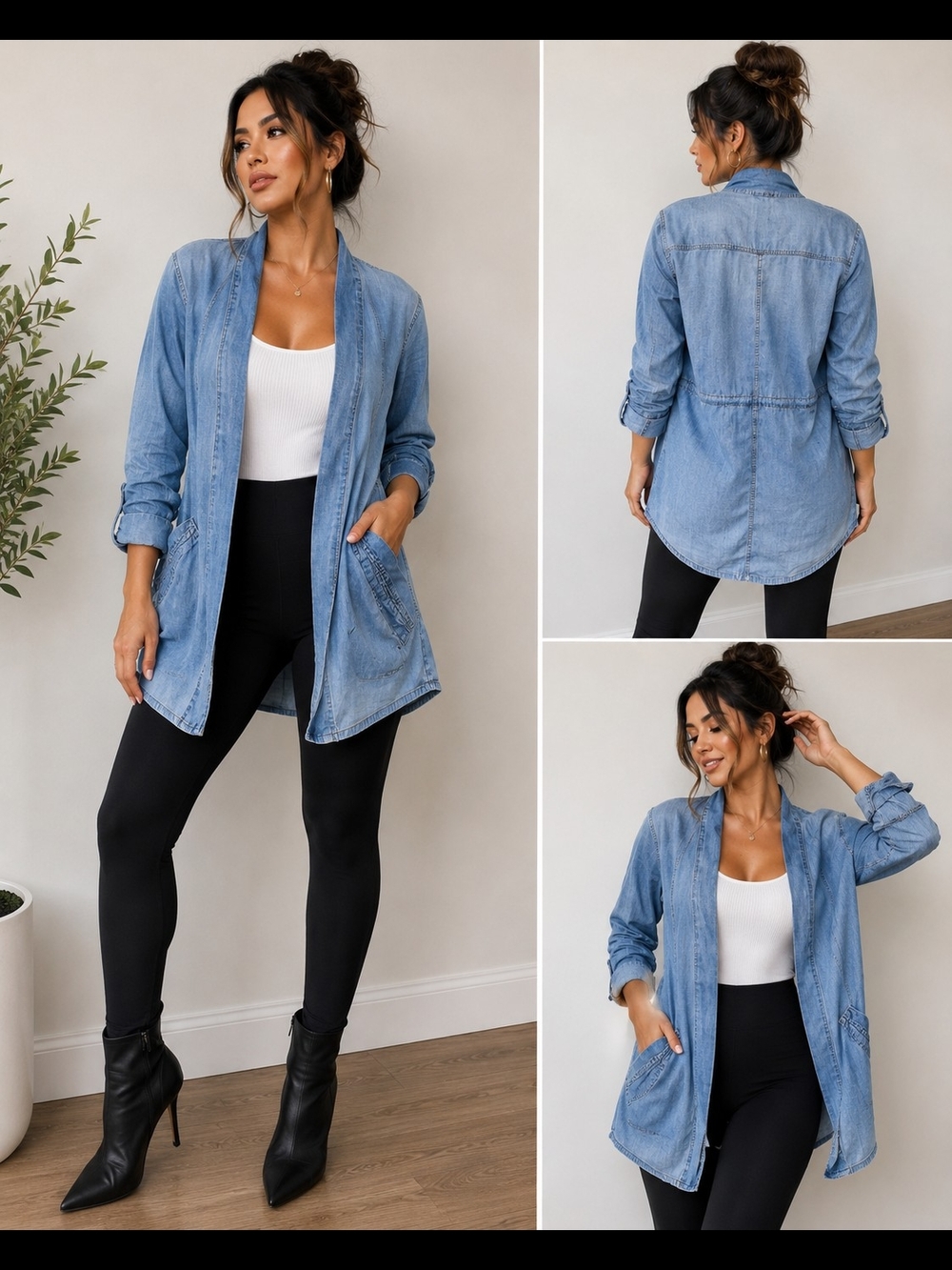 Fate Lightweight Denim Open Front Jacket/Cardigan – Size M